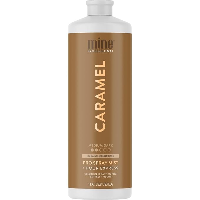 MineTan Spray Tan Solution | Caramel - Fake Tanning Mist Best for Warm Bronzed Glow Skin Finish, Fast Drying, 1 Hour Express, Hydrating, Salon Professional Formula, Vegan, 33.8 Fl Oz
