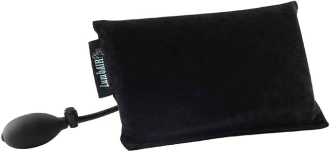 Innotech LumbAIRPlus – Premium Portable Inflatable Lumbar Support Cushion with Enhanced Adjustable Air System for Customized Comfort, Black