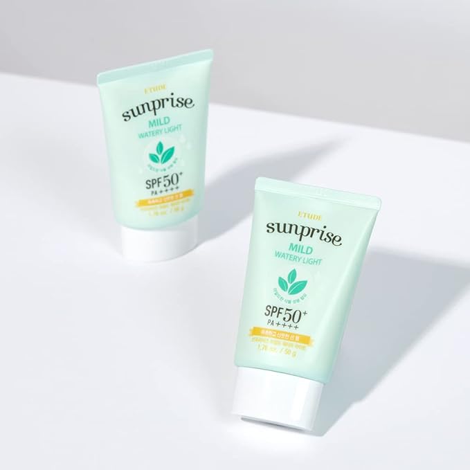 ETUDE Sunprise Mild Weightless Watery Light Texture SPF50+/PA+++ 1.7 fl. Oz (50ml) (21AD) | Light Moisturizing Sunblock for Sensitive Skin | Korean Skin Care