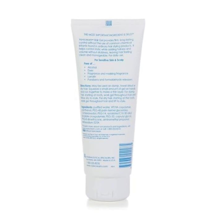 Vanicream Free & Clear Hair Styling Gel, Fragrance and Gluten Free, For Sensitive Skin, Unscented, 7 Oz