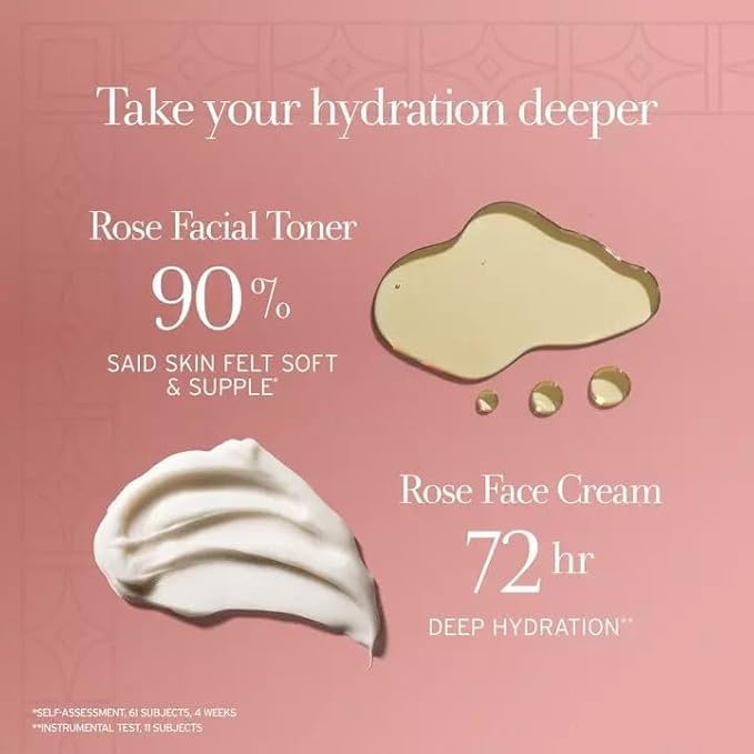 Deep Hydration Duo by Fresh for Women - 2 Pc 3.3oz Rose Deep Hydration Facial Toner, 1.6oz Rose Deep Hydration Face Cream