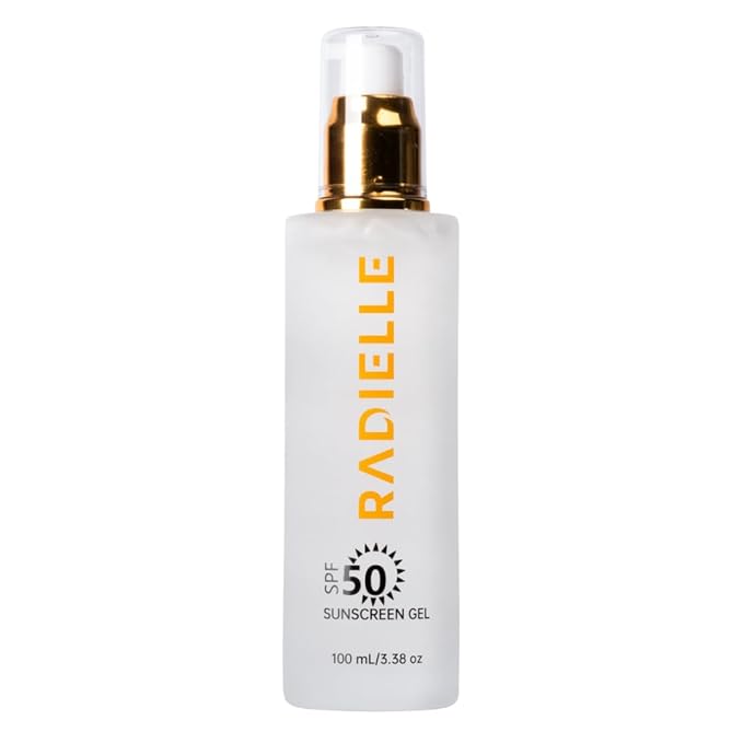 Radielle SPF 50 Sunscreen Gel, Clear, Lightweight Formula with Green Tea, Aloe Vera, Carrot Seed Extract, 3.38 oz