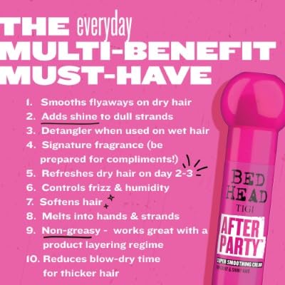TIG Bed Head TIGI After Party Smoothing Cream 2 Pack Ultimate Frizz Control Hair Care Products for Smooth, Shiny Hair, Summer Fruit Medley Scent, 3.38 Oz Each