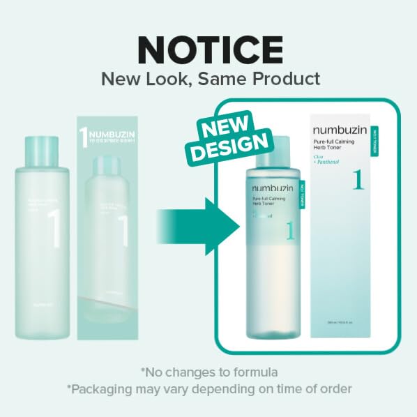 numbuzin No.1 Acne & Sebum Control Set | Calming Herb Toner + B5 Soothing Cream for Redness and Breakouts