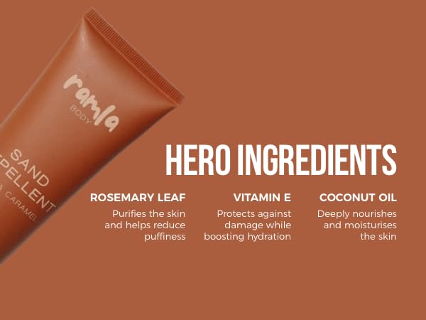 RAMLA Sand-Repellent Moisturizer – Lightweight, Non-Greasy Formula That Repels Sand – Hydrating Body Lotion for Beach Days – As Seen on Shark Tank (5.1oz, Vanilla Caramel)