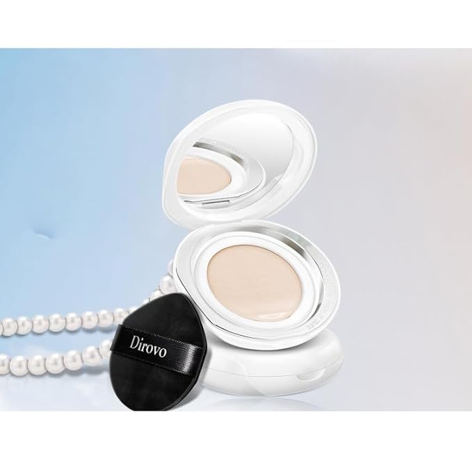 1 PC Dirovo Cushion Foundation Cream, High Coverage Fine Powder Long Lasting BB Air Foundation Cream (Dry Skin-Natural)