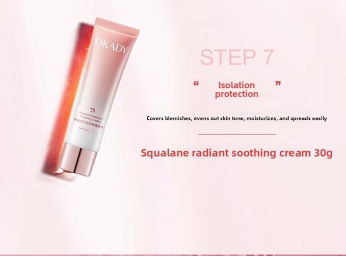 Squalane 7-Piece Skincare Set for Hydrating & Moisturizing - Cleanser, Toner, Serum, Cream - Non-Greasy, Lightweight, Soothes Skin & Brightens (Squalane Radiance Comfort Seven-Piece Set)