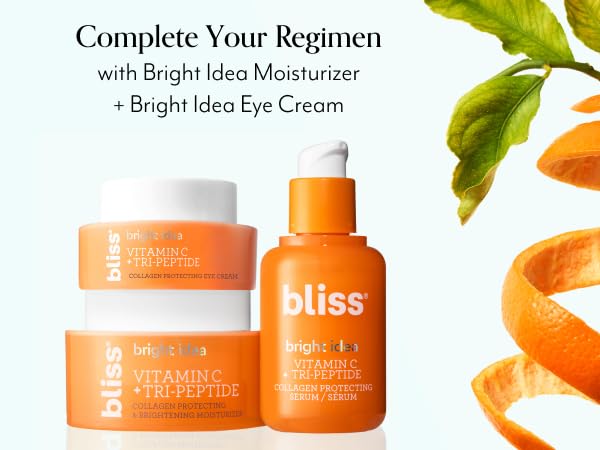 Bliss Bright Idea Vitamin C Toner Pads & Vitamin C + Tri-Peptide Brightening Serum Duo– Antioxidant Skincare Bundle for Radiant Skin – Targets Dark Spots, Uneven Texture, and Dullness – Clean, Vegan,