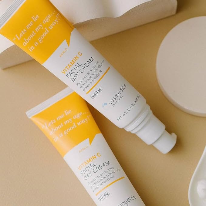 Cosmedica Skincare Vitamin C Facial Moisturizer – 15% Vitamin C Facial Day Cream - 2 ounces – Protects and nourishes skin throughout the day – Vegan, Cruelty Free Skincare