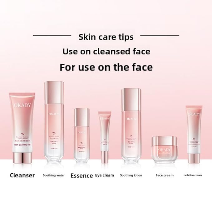 Squalane 7-Piece Skincare Set for Hydrating & Moisturizing - Cleanser, Toner, Serum, Cream - Non-Greasy, Lightweight, Soothes Skin & Brightens (Squalane Radiance Comfort Seven-Piece Set)