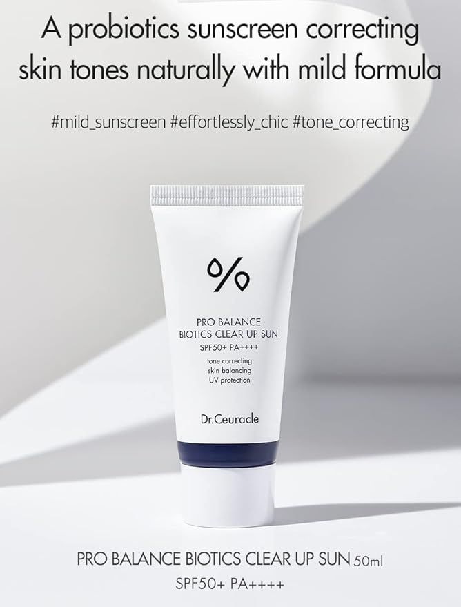 [Dr.Ceuracle] Pro Balance Biotics Clear Up Sun SPF 50+ PA+++ (1.7 fl.oz) | A Probiotics Sunscreen | Tone Correcting, Skin Balancing, Mild Hydrating Sunscreen with strong UV Protection