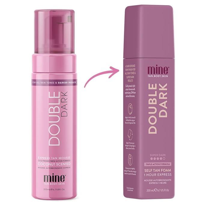 MineTan Double Dark Self Tanning Foam | Bronze Collection - Fake Tanner Mousse for a Deep Bronzing Glow, 1 Hour Express, Face & Body, Ultra Hydrating Formula, Coconut Scented, Vegan 6.7 Fl Oz