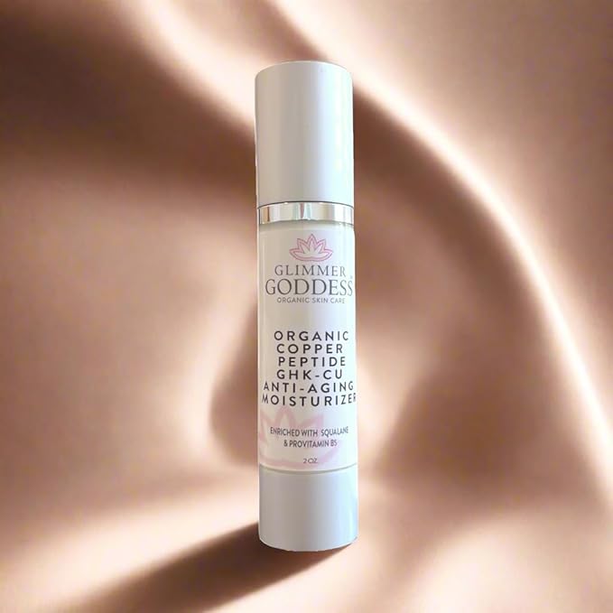 GLIMMER GODDESS Copper Peptide Moisturizer – Lightweight Hydrating Cream with GHK-Cu Complex, Organic Aloe Vera & Botanical Oils – For All Skin Types