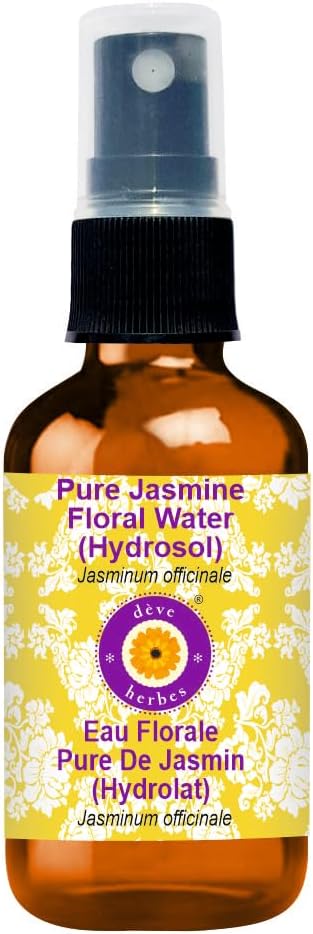 Deve Herbes Pure Jasmine Floral Water (Hydrosol) (Jasminum officinale) Natural Therapeutic Grade for Skin - 100ml (3.38 oz)