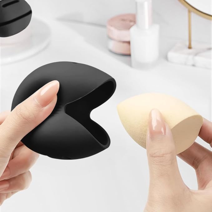 Silicone Makeup Brush Holder Travel Case No Odor Nylon Strap Closure | Water-Resistant Brush Organizer for Travel Makeup Brushes Storage-Black