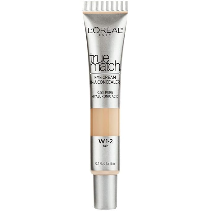 L’Oréal Paris Cosmetics True Match Eye Cream in a Concealer, 0.5% hyaluronic acid, Fair W1-2, 0.4 fl. oz.