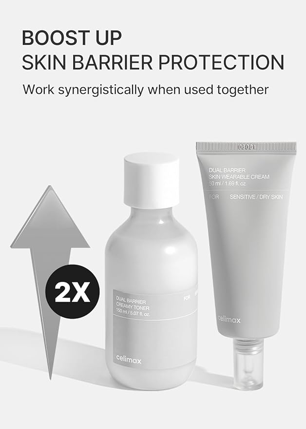 celimax Dual Barrier Trial Kit Travel Size, Gift Set | with Creamy Toner & Skin Wearable Cream, Travel Size, Mini-sized Gift Set, Ceramides, Peptide