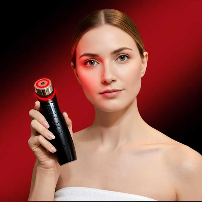 Skin Care 6-in-1 LED Facial Device for Glass Skin | At-Home Anti-Aging Therapy for Wrinkle Reduction, Firming & Deep Hydration | No Gel Needed, Enhances Serum Absorption