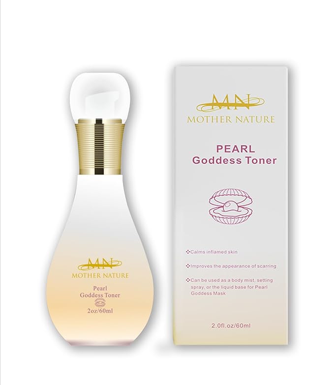 MN Mother Nature Pearl Goddess 5-Piece Skincare Set – Cleanser, Toner, Moisturizer, and Mask – Real Pearl Powder, and Mushroom Blend for Glowing, Youthful Skin – Anti-Aging and Hydrating Routine