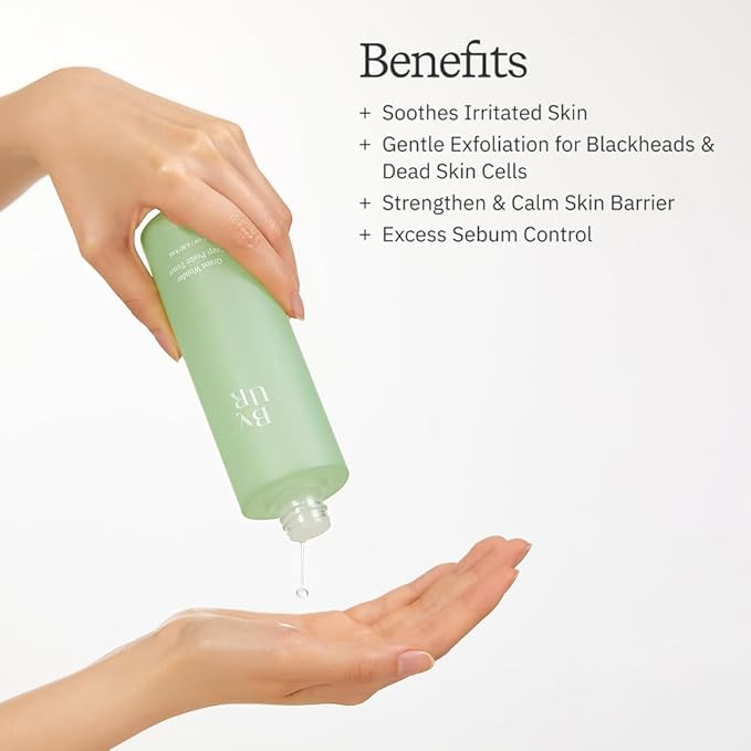 ByUR Green Wonder Keep Peace Toner - Gentle Exfoliation & Sebum Control, Soothing & Redness Care for Sensitive Skin, Jeju Mugwort, Centella Asiatica, Tea Tree, & LHA, Facial Pore Care Korean Skincare