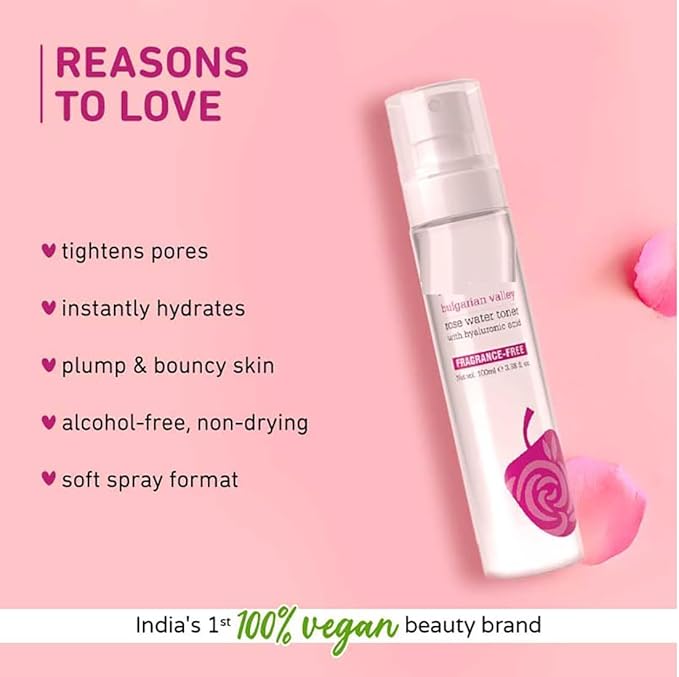 DRD Bulgarian Valley Rose Water Toner with Hyaluronic Acid & Rose Extracts Soothing for All Skin Types 100Ml