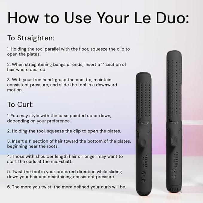 L'ANGE HAIR Le Duo Standard 360° Airflow 2 in 1 Straightener and Curler | 1 Inch Curling Wand & Titanium Flat Iron with 3.5" Plates | Hair Straightener & Curler for Short to Medium Hair (Black)