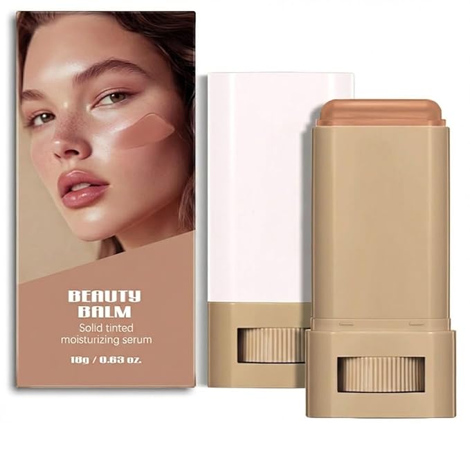 Beauty Balm Serum-Enriched Tinted Moisturizer Stick – Hydrating Lightweight Solid Foundation with Natural Skin Tint Finish, Flawless Sheer to Medium Coverage, Radiant & Dewy Glow, All-Day Wear (6#, 1)