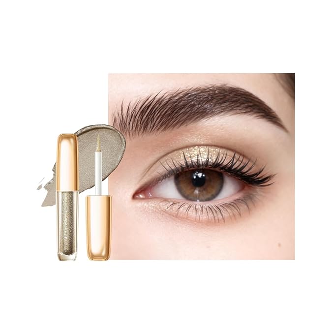 Liquid Glitter Eyeshadow Set, Korean Shimmer Eye Makeup, Waterproof Powder Formula, Quick-Drying, Long Lasting, 0.17 Oz (05#, 1PCS)