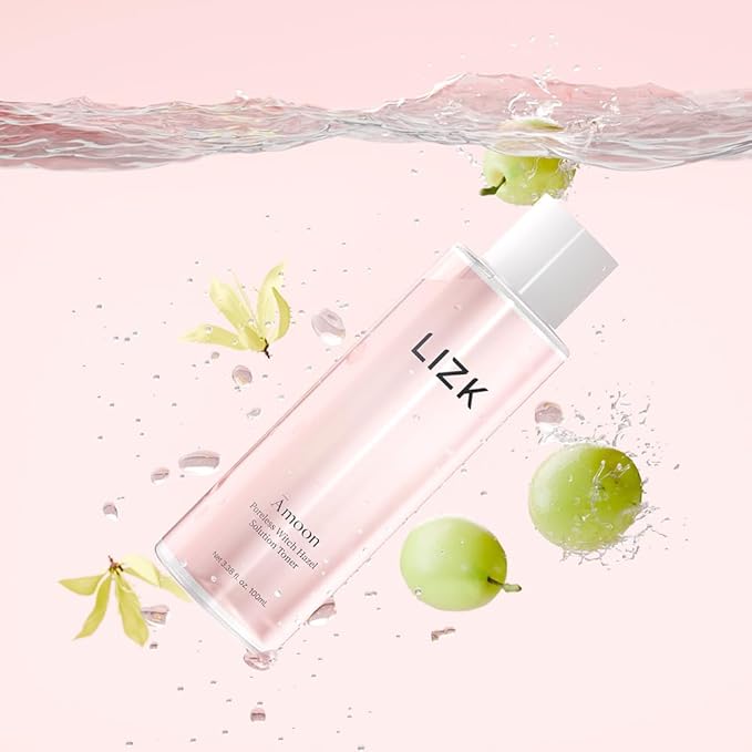LIZK Amoon Poreless Witch Hazel Solution Toner – Gently exfoliating with AHA, BHA,Niacinamide, and PHA, Hydrating, Strengthening The Skin Barrier, 3.38oz.