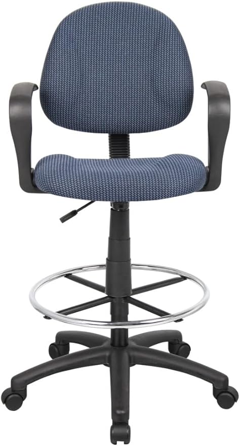 Boss Office Products B1617-BE Ergonomic Works Drafting Chair with Loop Arms in, Blue, Mid-Back