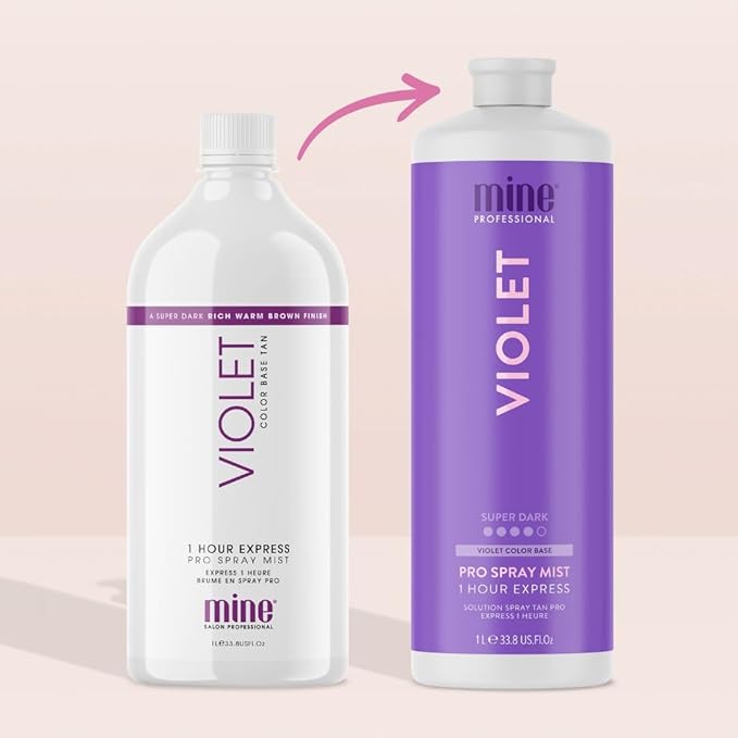MineTan Spray Tan Solution | Violet - Fake Tanning Mist Best for Dark Bronzed Glow Skin Finish, Fast Drying, 1 Hour Express, Hydrating, Salon Professional Formula, Vegan, 33.8 Fl Oz