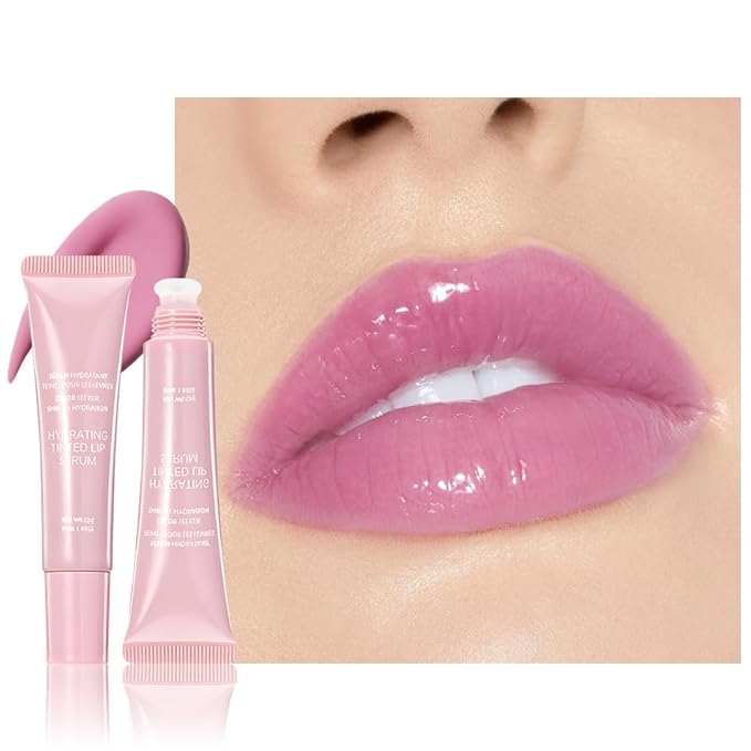 Lip Tinted Glowy Balm Hydrating Tinted Lip Serum Lip Gloss, Ultra-Hydrating Natural Vegan Lip Balm, Sheer-Tinted Shine & Hydration, Soothes & Softens Dry Lips Skincare (Light Pink)