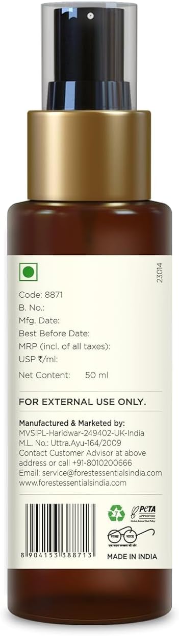 Forest Essential Facial Tonic Mist, Pure Rosewater, 50 ml (1.69 fl oz)