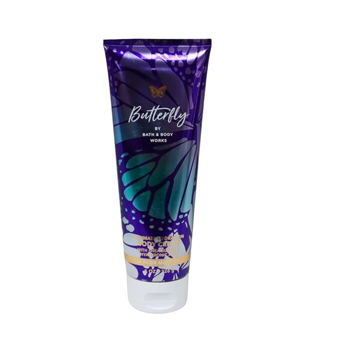 Bath & Body Works BUTTERFLY Ultimate Hydration Body Cream Gift Set with a Blue Bow for Holidays & Gifts - Pack of 2