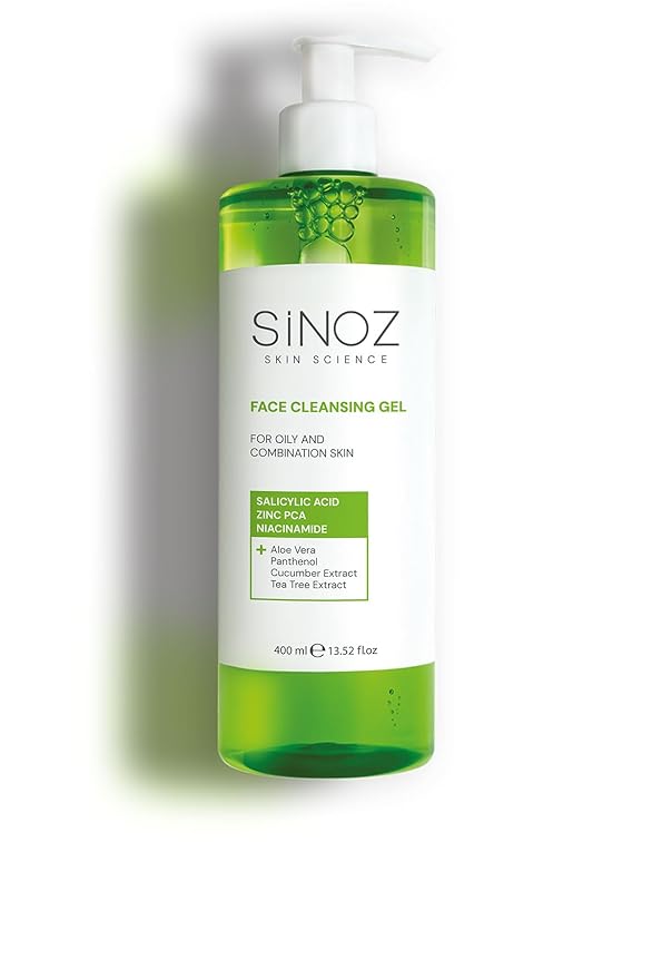 Sinoz Perfect Sebum Balancing Facial Cleansing Gel | With Salicylic Acid & Niacinamide | For Oily & Combination Skin | Deep Pore Cleanser & Oil Control | 400 ml