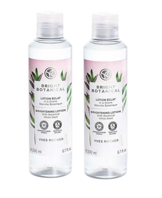 Yves Rocher Bright Botanical Moisturizing Face Tonic Lotion Women All Skin Types Daily Care Set of 2-200 ml./6.7 fl.oz.