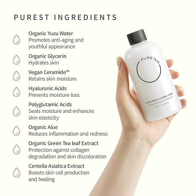 PURE'AM Korean Skincare Set– Korean Toner (250ml) - Barrier Cream Moisturizer (75ml) – For Dry, Sensitive & Acne-Prone Skin – Vegan & Gentle Formula