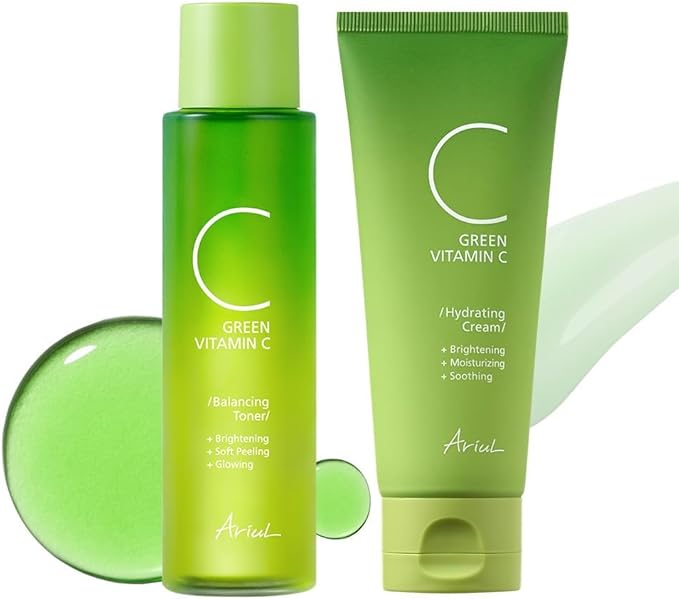 Ariul Green Vitamin C Balancing Toner, 5.3 fl oz (150 ml)+Ariul Green Vitamin C Hydrating Cream, 3.5 oz (100 g)