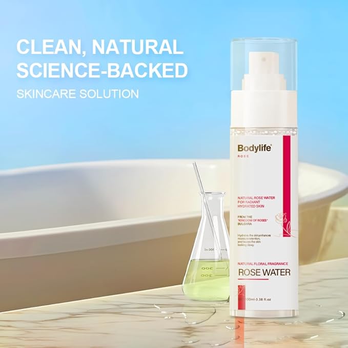 Rose Water Hydrating Facial Toner Mist Refreshing Facial Mist for All Skin Types, Bulgarian Rose, Refreshing, Conditioning, Soothing, Moisturizing, Perfect for Travel,3.38 Fl Oz
