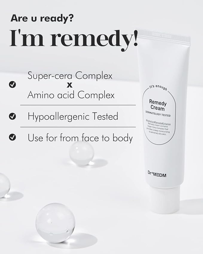 Facial Remedy Cream, Skin Barrier Repair Face Moisturizer with Hyaluronic Acid & Amino Acid, for Extremely Dry & Cracked Skin, 1.69 fl.oz.
