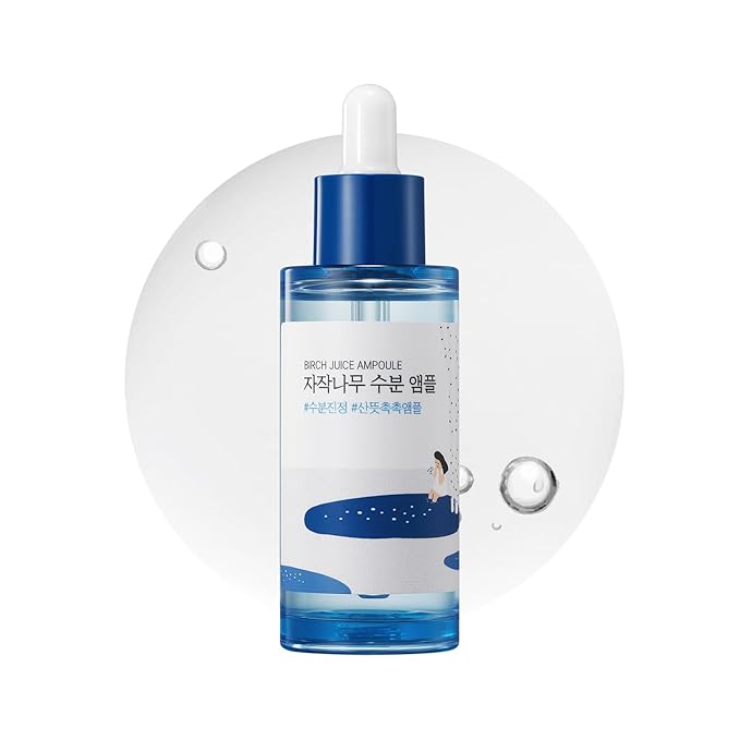 ROUND LAB Birch Juice Moisturizing Ampoule 1.69 Fl Oz, 7-Second Hydration Absorption, 72-hour long-lasting moisture, Watery Texture for Layering, Face Moisturizer for Sensitive Skin, Korean Skincare