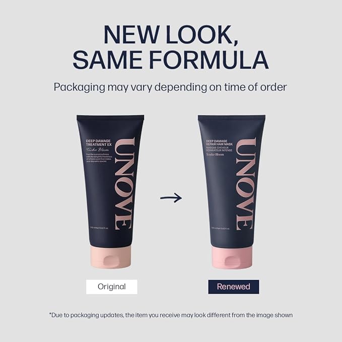 UNOVE Deep Damage Repair Hair Mask - Protein Hair Treatment & Hair Mask for Damaged Hair | Deep Conditioning & Keratin Hair Mask for Dry, Frizzy Hair | Korean Hair Care | Tender Bloom, 10.82 fl oz
