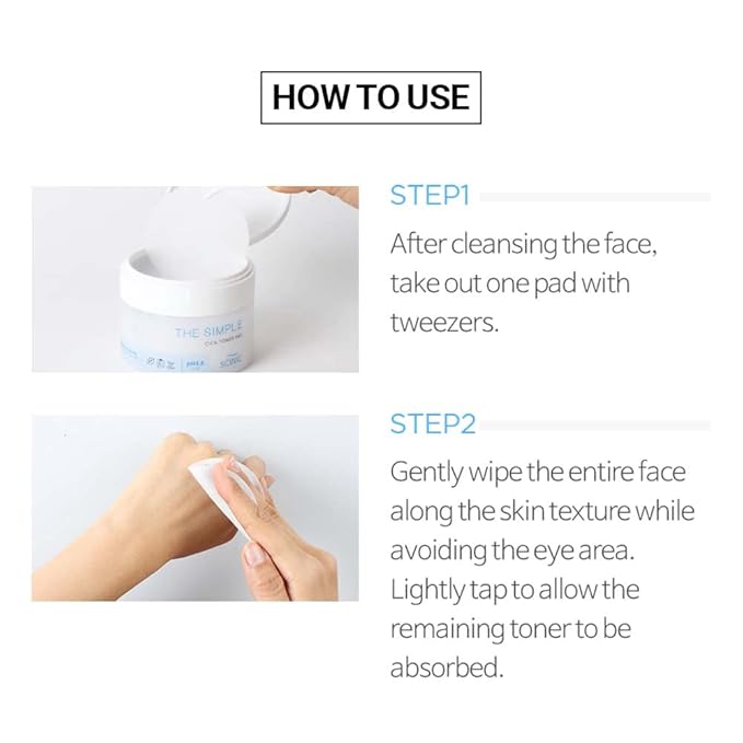 SCINIC The Simple Cica Toner Pad 60 Pcs | Vegan-certified Cotton Fabric | Mild Peeling Without Irritation | Gentle Ph 5.5 PHA Peeing | 100% Vegan | K-beauty