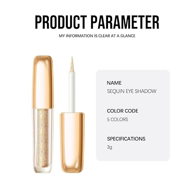 Liquid Glitter Eyeshadow Set, Korean Shimmer Eye Makeup, Waterproof Powder Formula, Quick-Drying, Long Lasting, 0.17 Oz (05#, 1PCS)