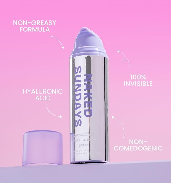 Naked Sundays CabanaClear Water Gel Serum - SPF50 Invisible Daily Lightweight & Hydrating Sunscreen with Hyaluronic Acid, Broad Spectrum, Oil-Free, Silicone Free, Fragrance-Free for All Skin Types