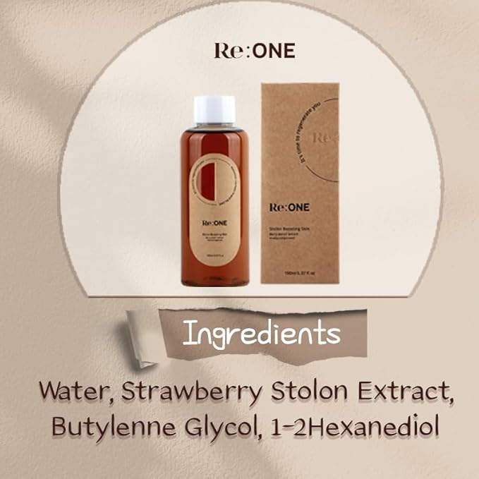 Re:ONE Korean Vegan Facial Toner 5.07 Fl Oz, Hydration & Moisturizing for Dry Skin | Strawberry Essence, Korean Skincare, Vegan, Eco-Friendly, upcycling, Alcohol Free, Sustainable, Simple Ingredients