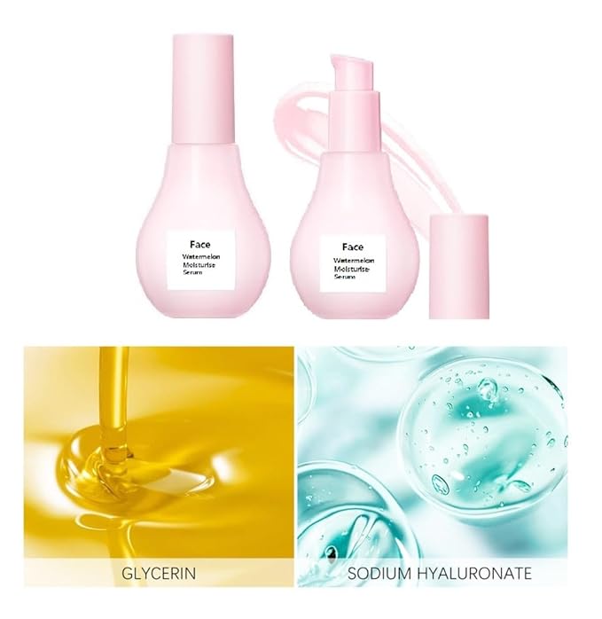 2 Pcs Watermelon Moisturizer Glow Priming Serum,Hydrating & Brighten with Hyaluronic Acid Lightweight Facial Serum.