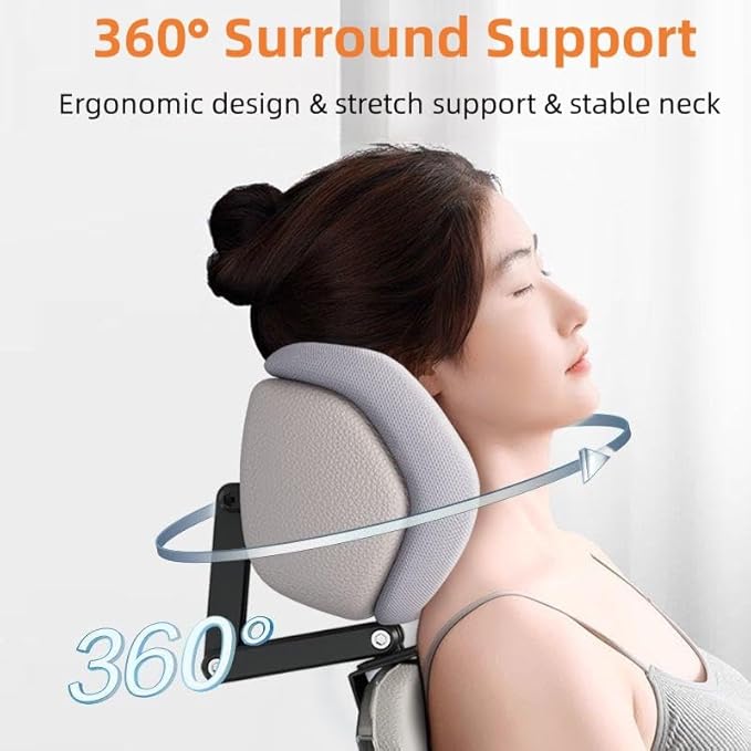 Headrest Attachment for Office Chair, Attachable Chair Head Rest, Desk Chair Neck Support, Elastic Sponge Head Pillow Adjustable Height and Angle (Upgraded Version(Gray))