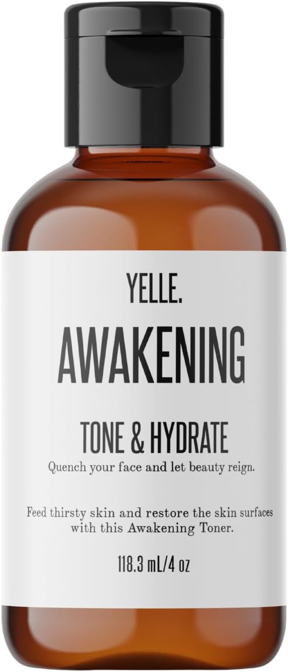 Yelle. Skincare – Awakening Tone & Hydrate Toner – Facial Toner with Rosehip Oil, Hyaluronic Acid, and Organic Herbal Infusion® – Refreshes and Balances Skin – 4oz Bottle