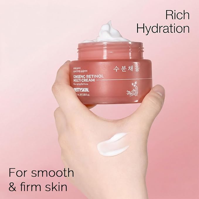 PRETTYSKIN Ginseng Extract & Retinol Multi Cream | Hydrating & Nourishing Face Moisturizer | Helps Improve Skin Elasticity, Firmness & Smooth Texture | 3.38 fl.oz